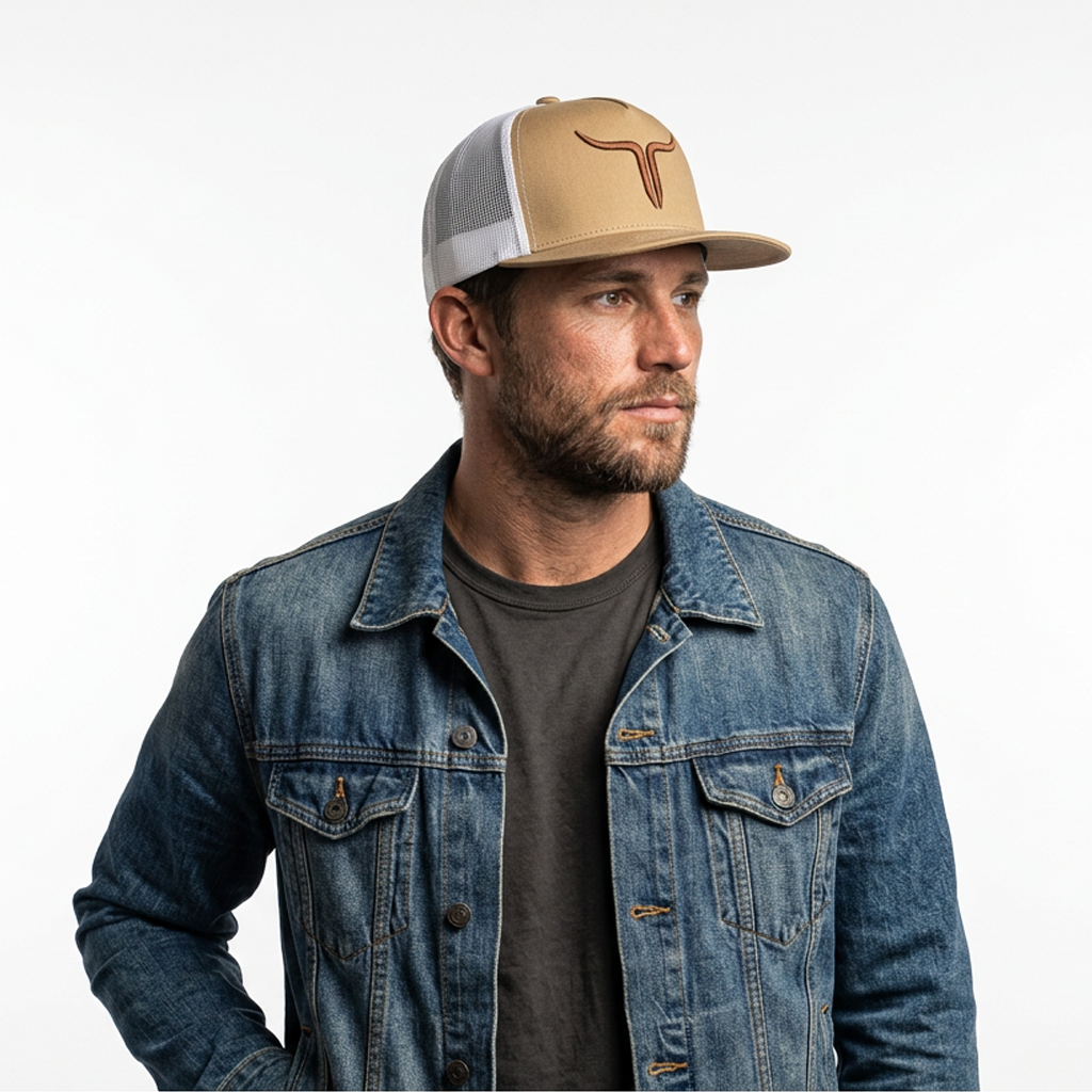 Cattle Ranch - Flat Bill - Khaki/White