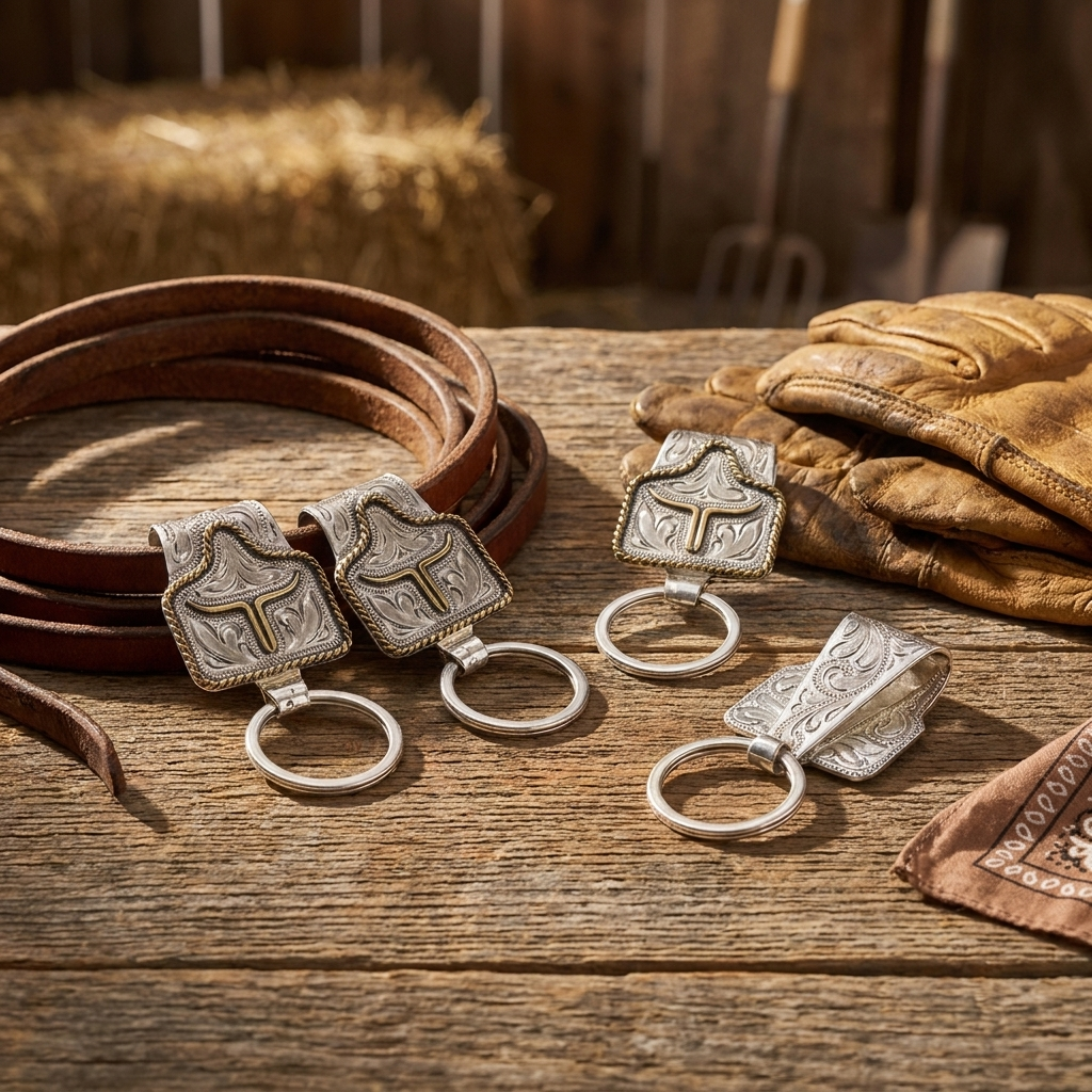 Rancher's Keychain - Silver & Gold Western Belt Clip