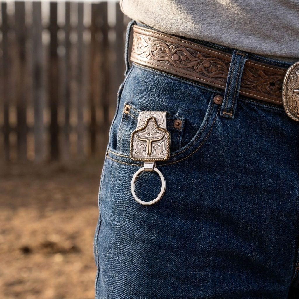 Rancher's Keychain - Silver & Gold Western Belt Clip